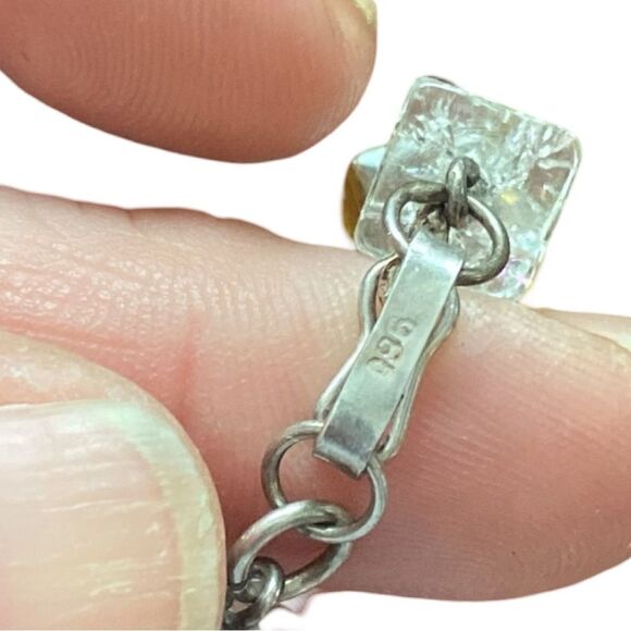 Cubed Square Sterling Silver Fold Over Clasp Bracelet - Picture 10 of 14